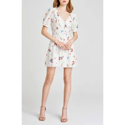 Wayf Berkleigh Floral Linen Blend Minidress In Ivory Blossom