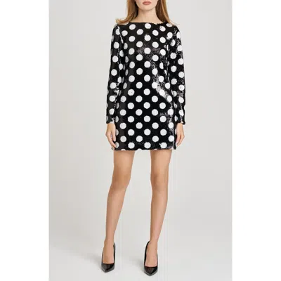 Wayf Betty Polka Dot Long Sleeve Sequin Minidress In Multi