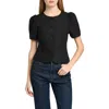Wayf Blair Button Front Linen Blend Top In Black