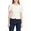 Wayf Blair Button Front Linen Blend Top In White