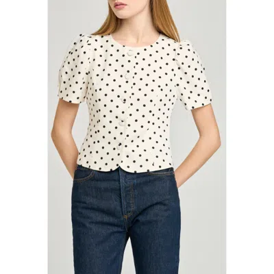 Wayf Blair Polka Dot Button-up Top In White