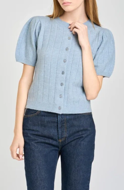Wayf Bridget Puff Sleeve Cardigan In Blue