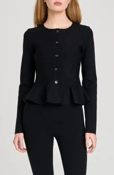 Wayf Brooklyn Peplum Cardigan In Black