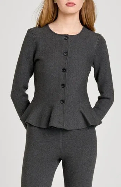 Wayf Brooklyn Peplum Cardigan In Gray
