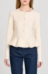 Wayf Brooklyn Peplum Cardigan In White