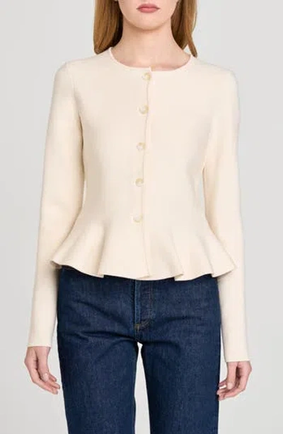 Wayf Brooklyn Peplum Cardigan In Blue