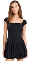 WAYF BUBBLE HEM MINI DRESS BLACK