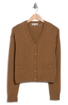Wayf Button Front Cotton Cardigan In Brown