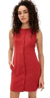 Wayf Button Front Mini Dress Scarlet In Scarlet