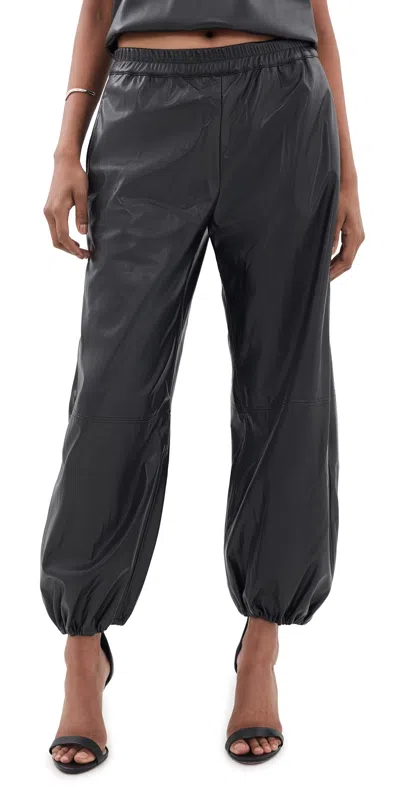 Wayf Camryn Faux Leather Balloon Pants Black