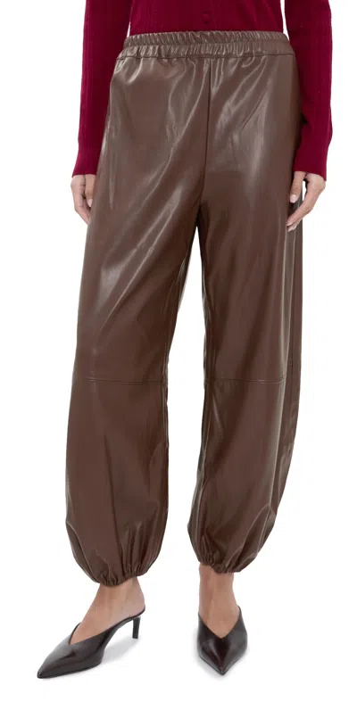 Wayf Camryn Faux Leather Balloon Pants Chocolate In Brown