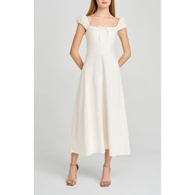Wayf Carina Cap Sleeve Linen Blend Maxi Dress In Ivory
