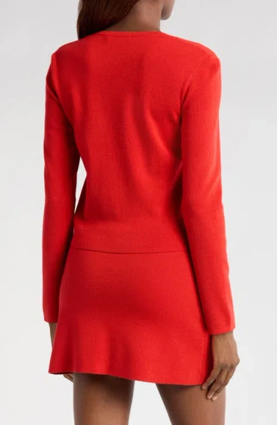 Wayf Carly Rib Cardigan In Scarlet
