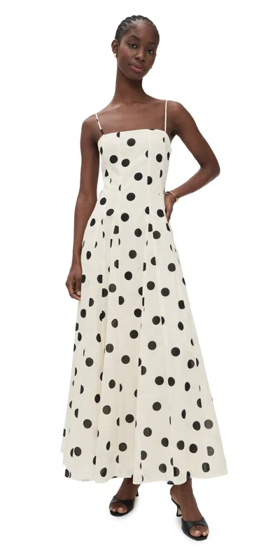Wayf Carolina Godet Dress Ant Ivory Polka Dot