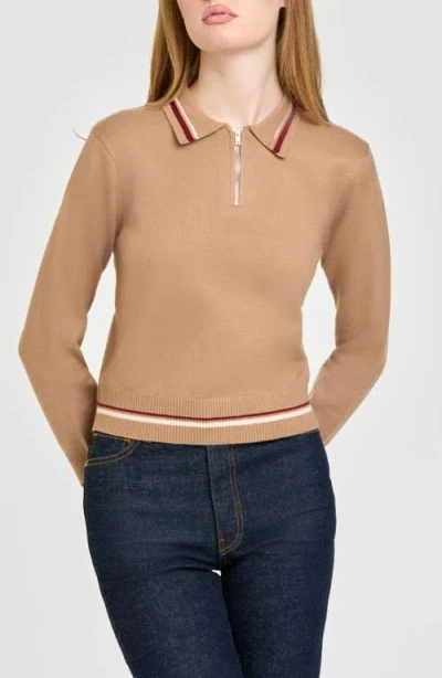 Wayf Carver Quarter Zip Sweater In Camel