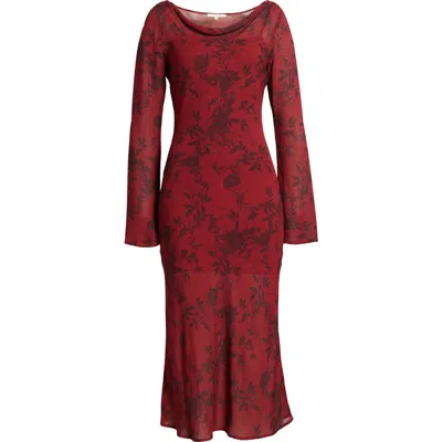 Wayf Cassandra Floral Long Sleeve Midi Dress