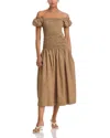 Wayf Cassidy Smocked Midi Dress In Brown