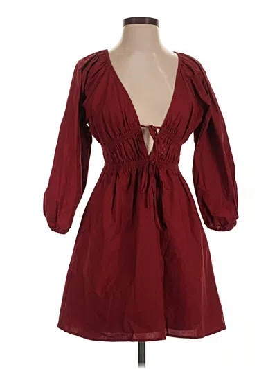 Pre-owned Wayf Casual Dress In Burgundy