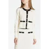 Wayf Contrast Border Button Front Cardigan In Cream Black