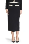 Wayf Catherine Contrast Trim Sweater Midi Skirt In Black Cream