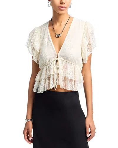 Wayf Cecily Lace Top In White