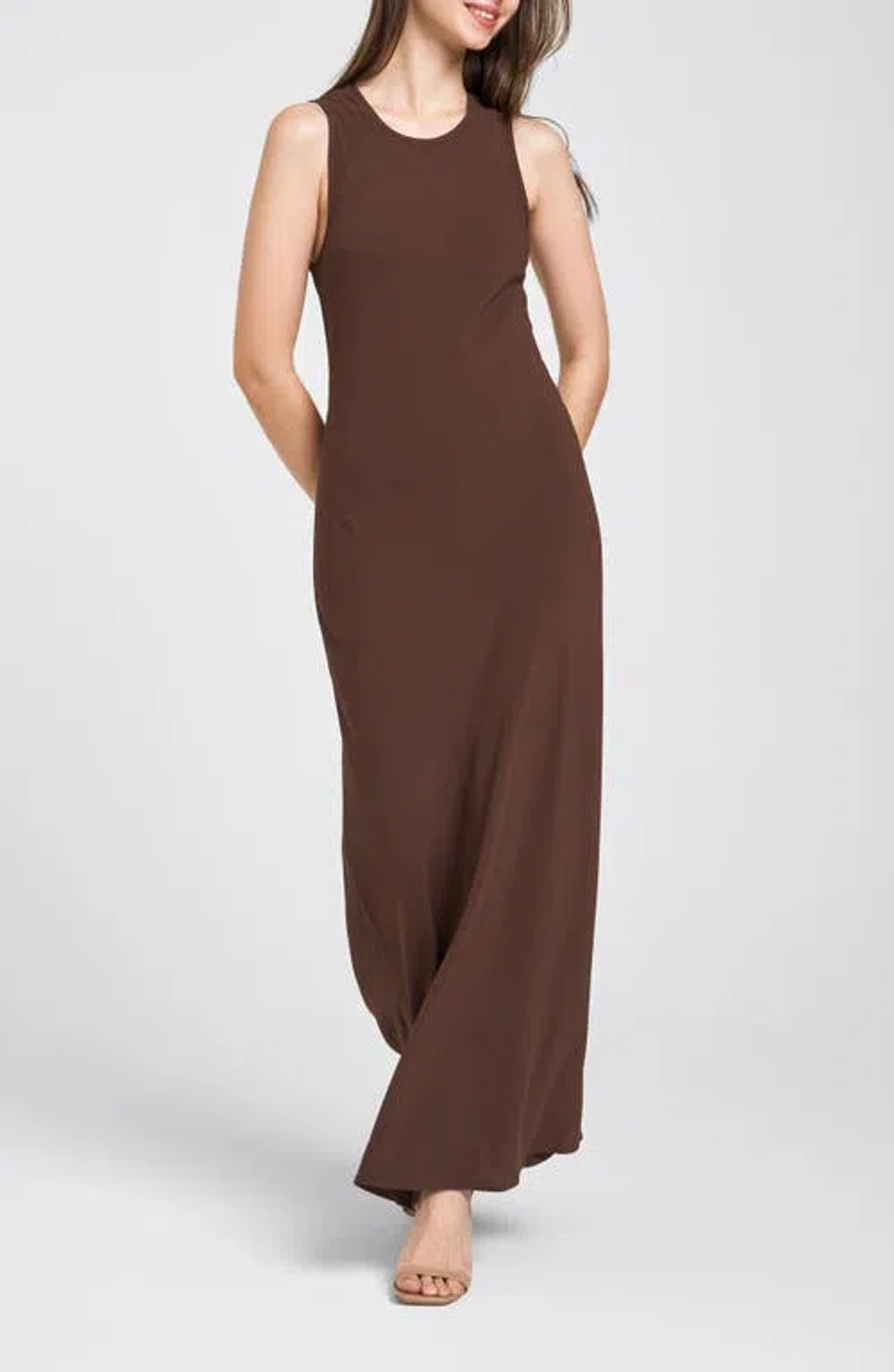 Wayf Clemence Sleeveless Maxi Dress In Espresso | ModeSens