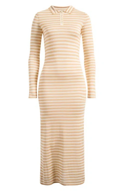 Wayf Colette Stripe Long Sleeve Knit Dress In Ivory Cam