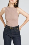 Shop Wayf Constance Rib Top In Beige