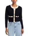 Wayf Contrast Border Button Front Cardigan In Black Cream