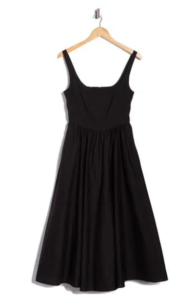 Wayf Corset Midi Dress In Black