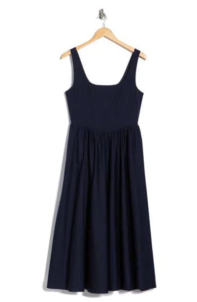 Wayf Corset Midi Dress In Blue