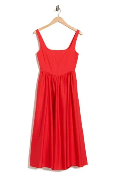 Wayf Corset Midi Dress In Red