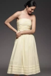 Wayf Sammie Pleat Strapless Stretch Cotton Sundress In Yellow