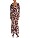 Wayf Dakota Long Sleeve Dress Zebra In Brown