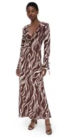 Wayf Dakota Long Sleeve Dress Zebra In Brown