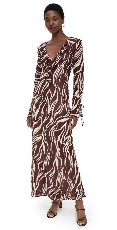WAYF DAKOTA LONG SLEEVE DRESS ZEBRA