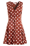 Wayf Darcy Dot Sleeveless Fit & Flare Minidress In Redwood Polka Dot