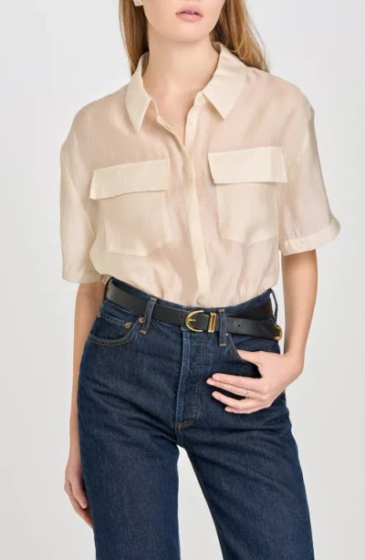 Wayf Daria Short Sleeve Button-up Shirt In Beige