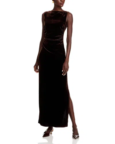 Wayf Davin Velvet Maxi Dress In Espresso