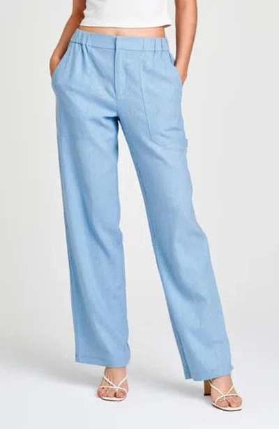 Wayf Daylight Wide Leg Linen Blend Pants In Blue