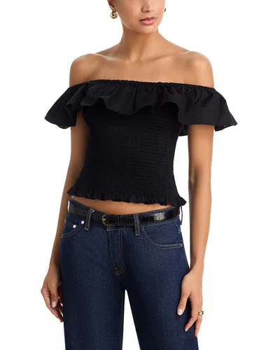 Wayf Delilah Smocked Top In Blue