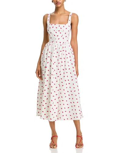 Wayf Desi A Line Corset Dress In Ivory Strawberries