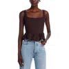 Wayf Desi Corset Ruffle Hem Top In Brown