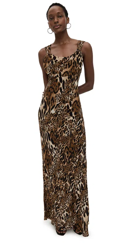 Wayf Drape Neck Dress Leopard Print