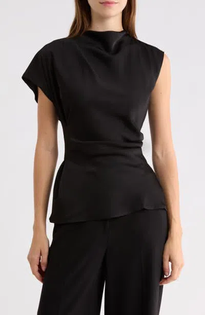 Wayf Draped Asymmetric Top In Black