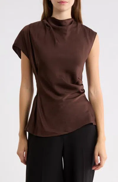Wayf Draped Asymmetric Top In Brown