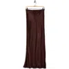 Wayf Drawstring Satin Skirt In Brown