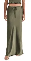 Wayf Finley Satin Skirt In Olive