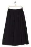 Wayf Elastic Back Cotton Maxi Skirt In Black