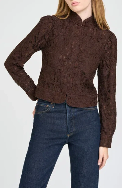 Wayf Eleanor Lace Jacket In Brown